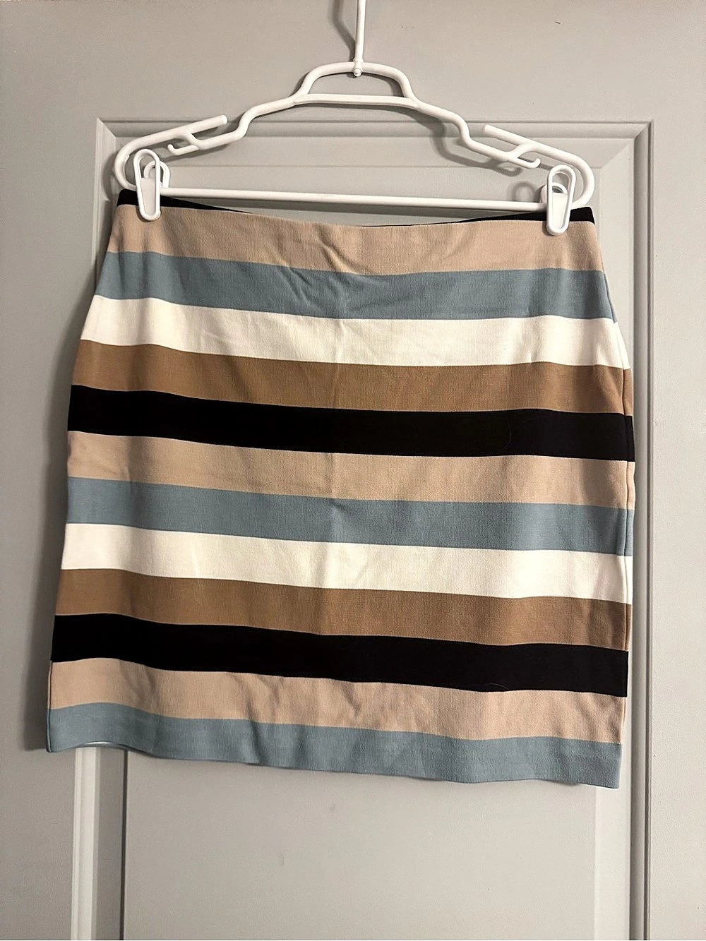 Ann Taylor Striped Mini Skirt in Blue & Brown Size 12 Like New